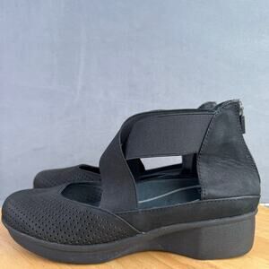 Dansko Laura Black Perforated Crisscross Strap Nubuck Wedges Size 37/ 6.5 US